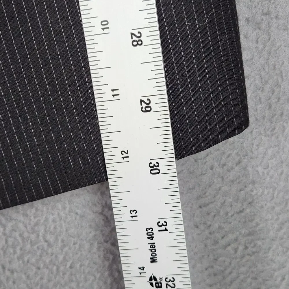 Billy London Suit Jacket Mens 42R Black Pinstripe Polyester Rayon 4 Button